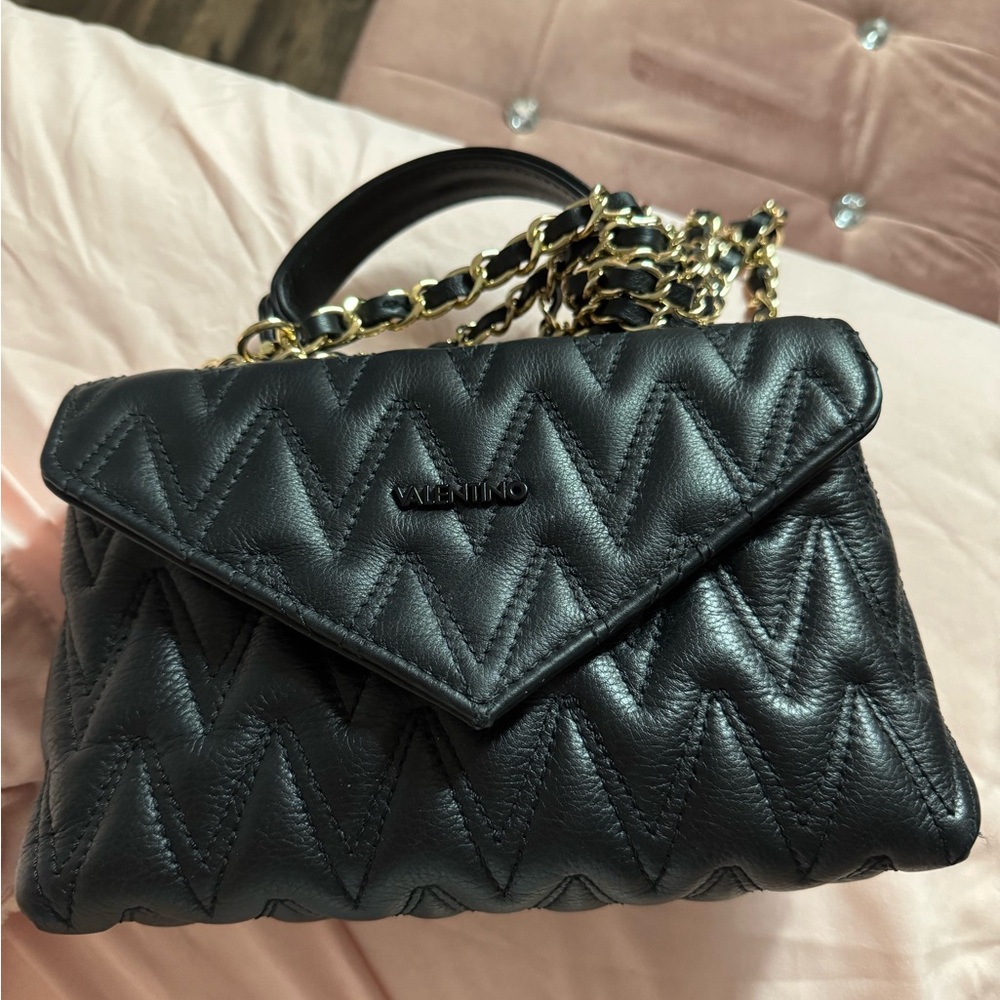 Valentino Black Chevron Shoulder Bag